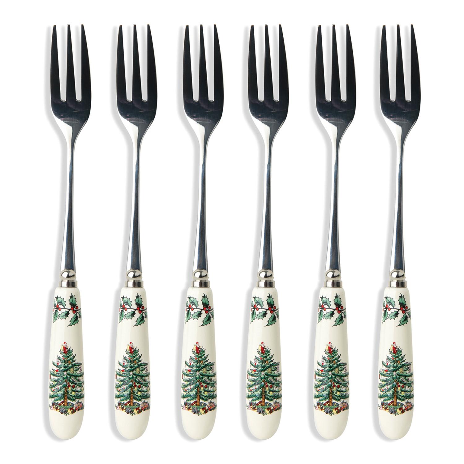 Christmas Tree Set of 6 Pastry Forks image number null